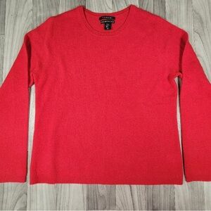 Tahari Cashmere Sweater Pure Luxe Women’s Crew LG Red Classic Lightweight
